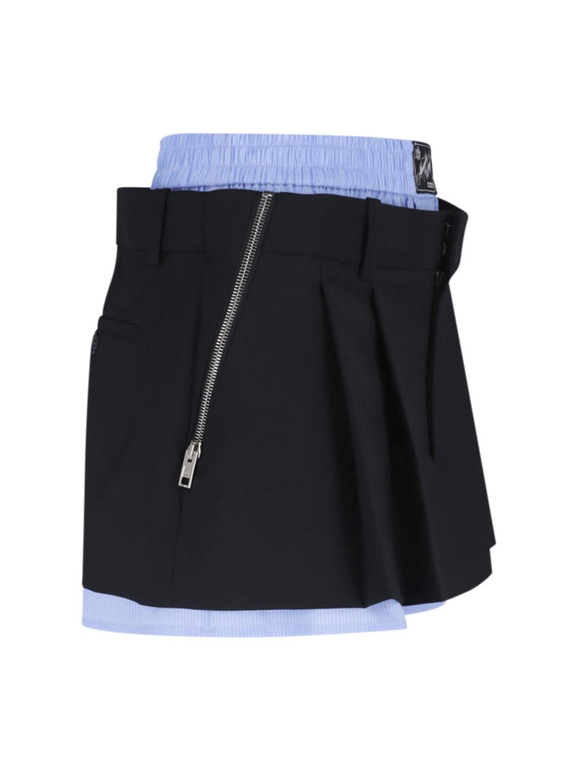 Alexander Wang Light Blue Pleated Front Zipper Shorts