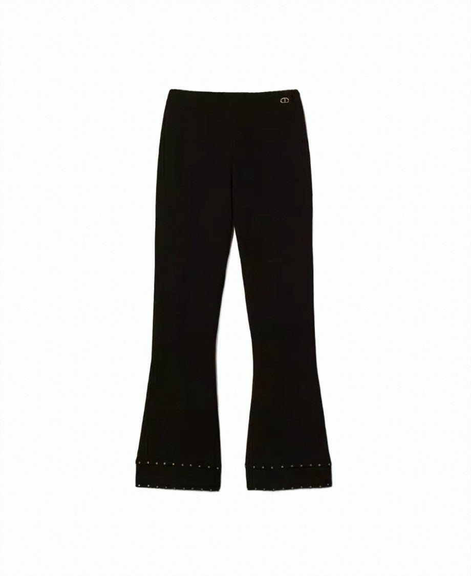 Twin-Set Viscose-Blend Rhinestone Studded Flared Pants