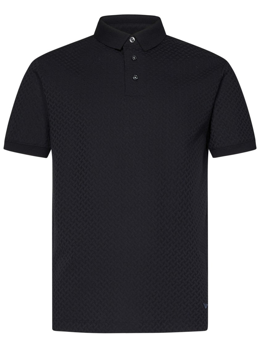 Emporio Armani Textured Fabric Polo Shirt With Classic Collar