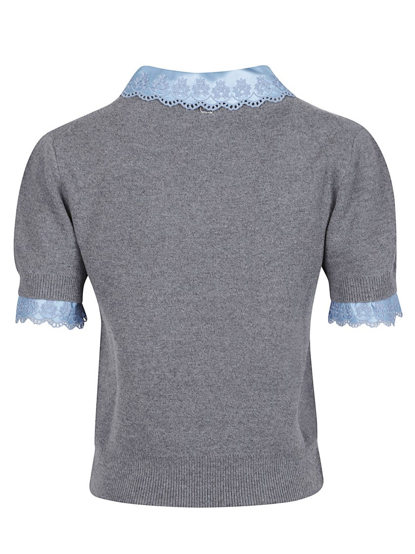 Rabanne Polo Neck Short Sleeve Merino Wool-Cashmere Sweater