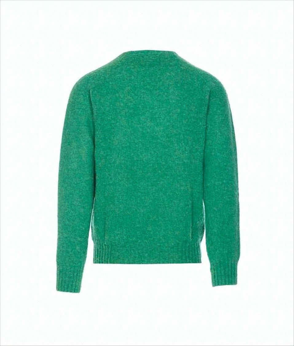 Howlin Vibrant Green Wool Sweater With Classic Crew Neckline
