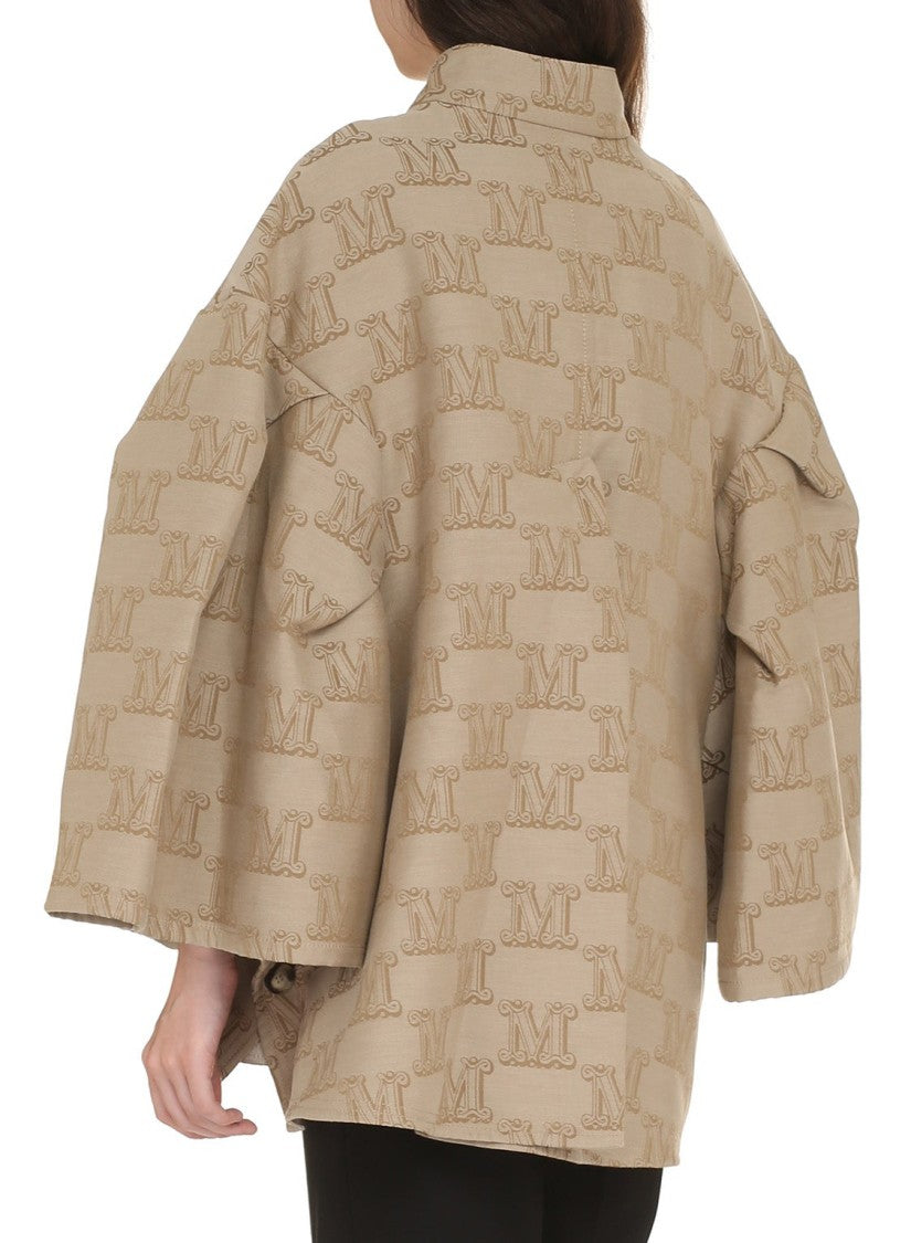 Max Mara Mid-Length Cotton Coat With Embossed 'M' Pattern