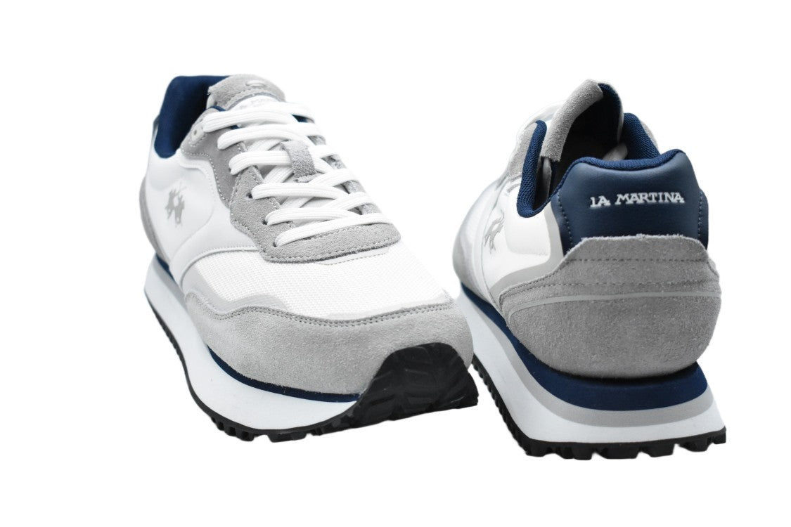 La Martina White Gray Laced Comfort Modern Shoes