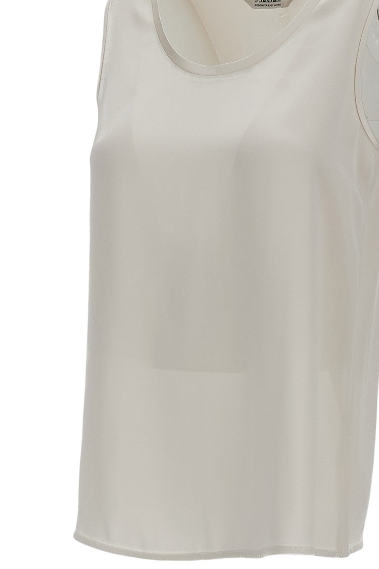 Max Mara White Estri Satin Top
