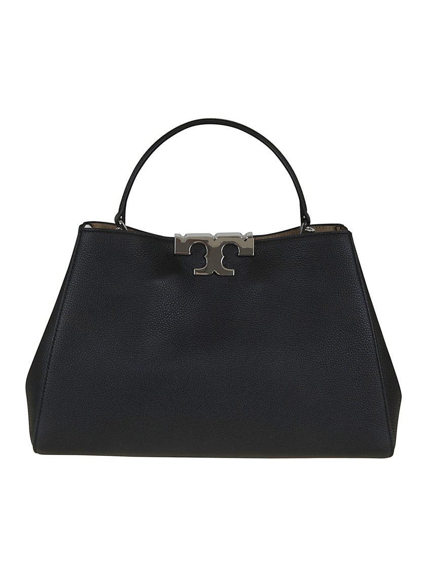 Tory Burch Trapezoidal Black Leather And Suede Shoulder Bag