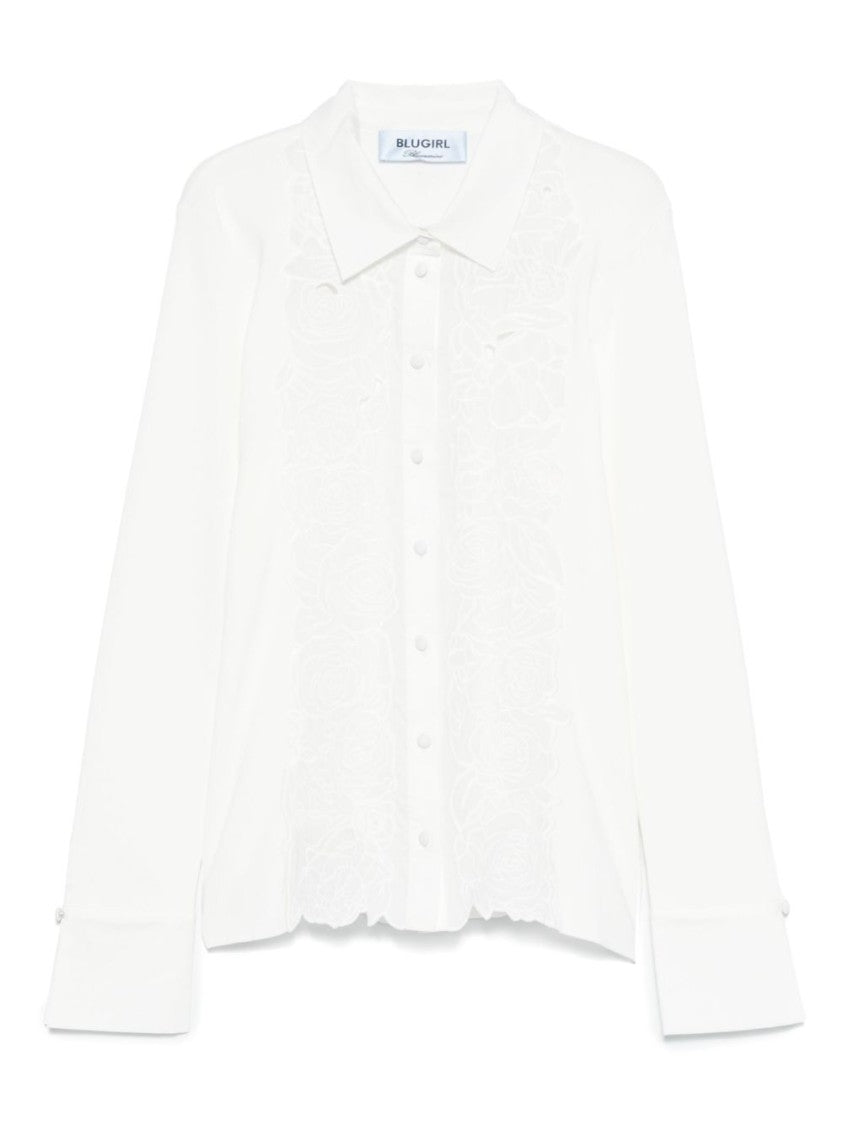 Blugirl White Sweater With Classic Collar