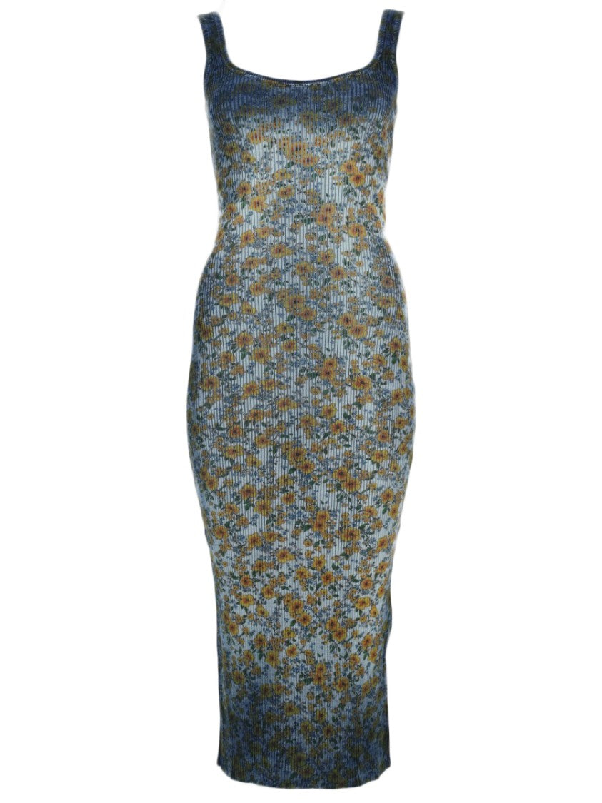 Diesel Multicolor Floral Ribbed Knit Dress