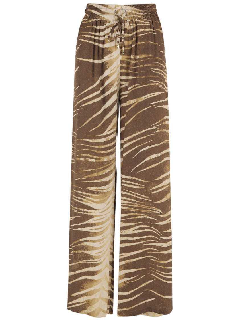 Just Cavalli Multicolor Brushstroke Abstract Viscose Wide-Leg Pants