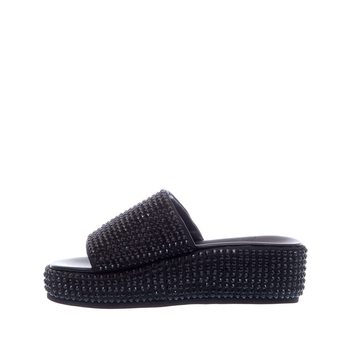 Strategia Black Rhinestone Slipper
