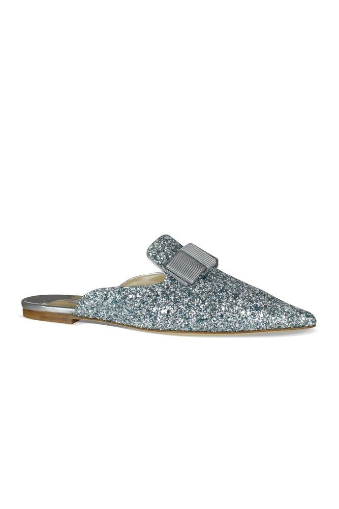 Jimmy Choo Silver Glitter Mules