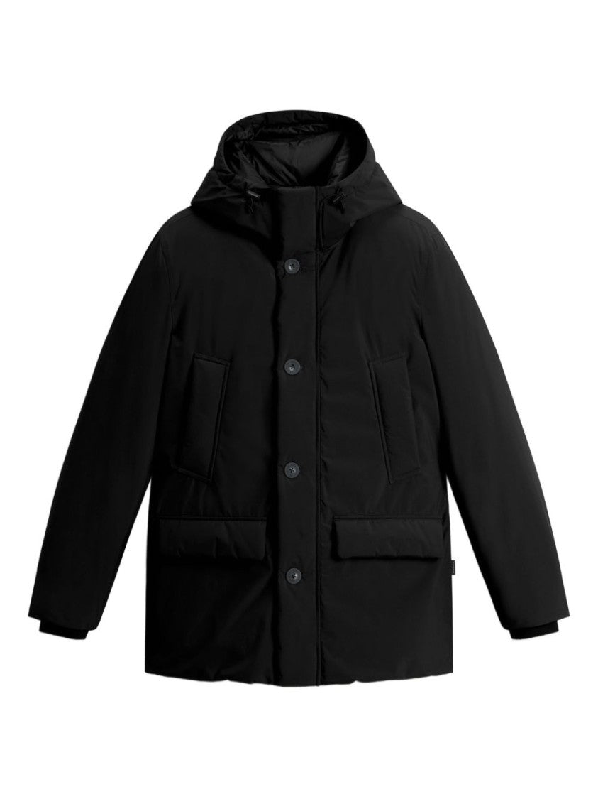 Woolrich Padded Black Parka With High Collar