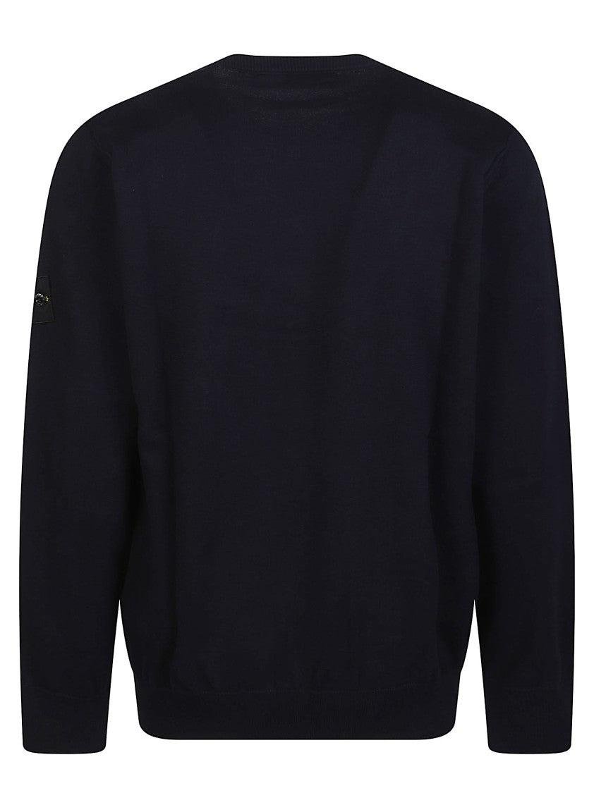 Stone Island Black Round Neck Cotton Sweater