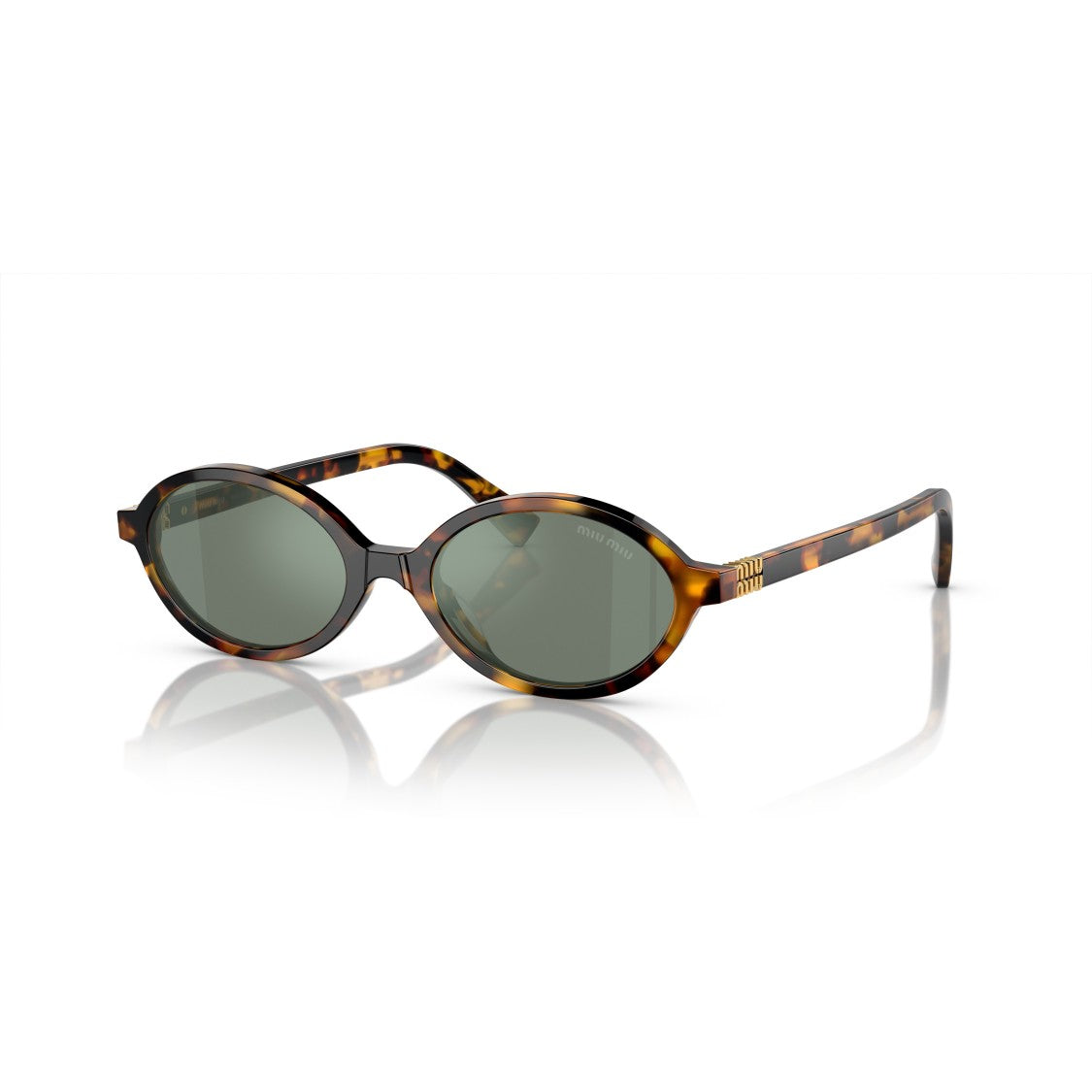 Miu Miu 0Mu 04Zs Tortoiseshell Acetate Oval Sunglasses
