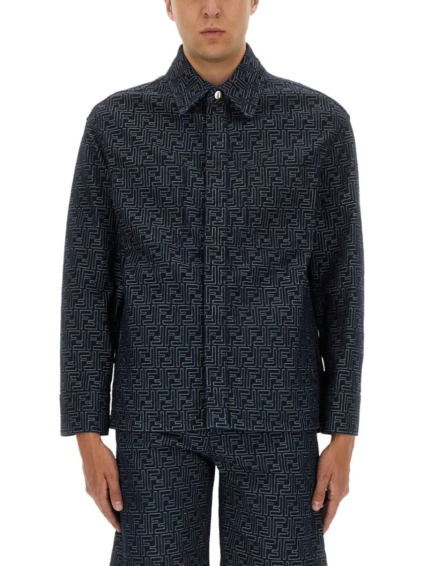 Fendi Ff Jacquard Denim Shirt