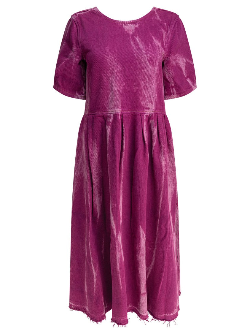 Ganni Denim Midi Dress With Open Back