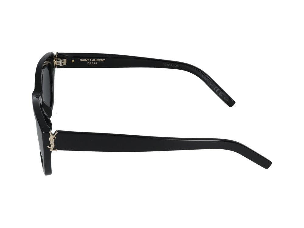 Saint Laurent Black Metallic Accents Oversized Square Sunglasses