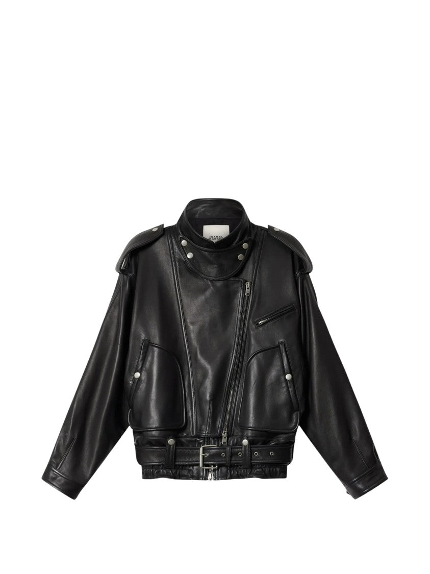Isabel Marant Farza Jacket Cropped Boxy Leather Jacket