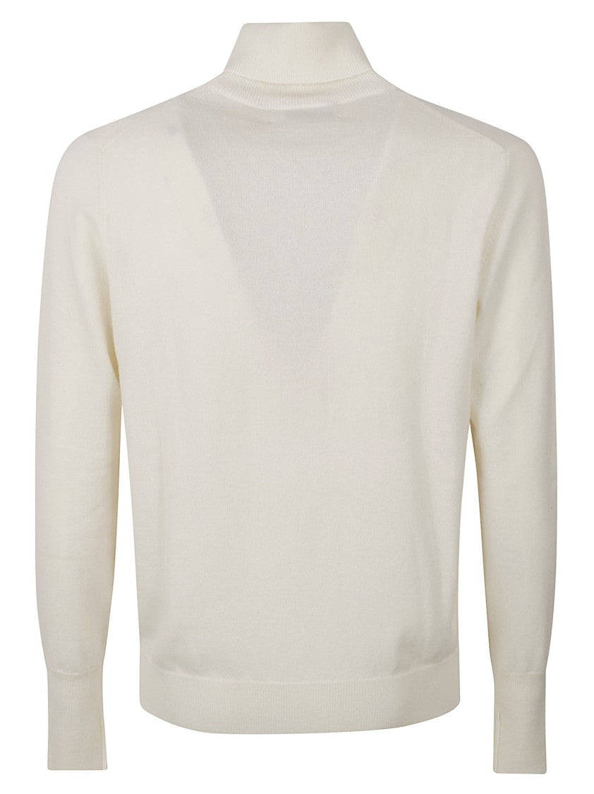 Ballantyne High Mock Neck Sweater With Ribbed Cuffs And Hem