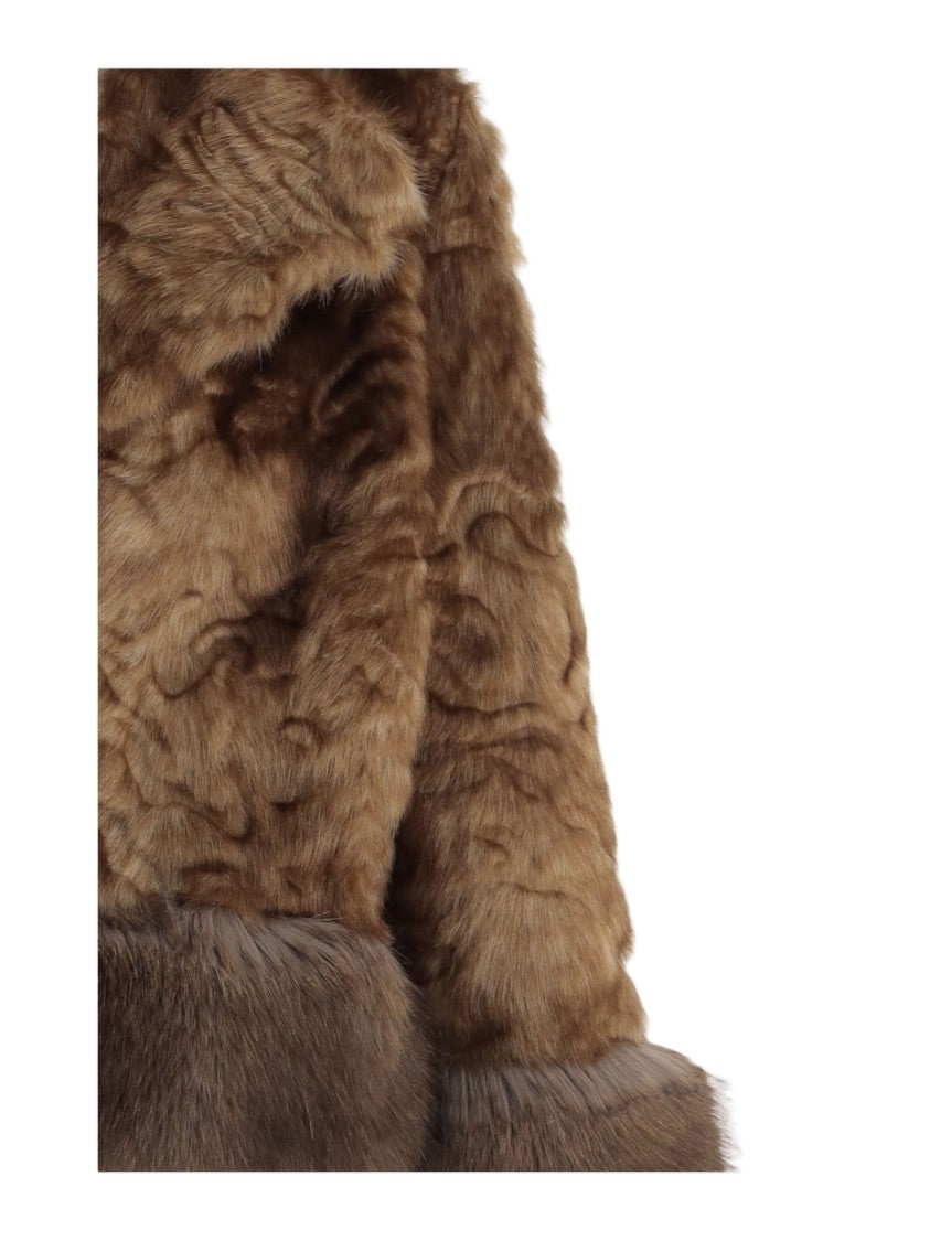 Uncommon Brown Cropped Wide Collar Faux Fur Jacket