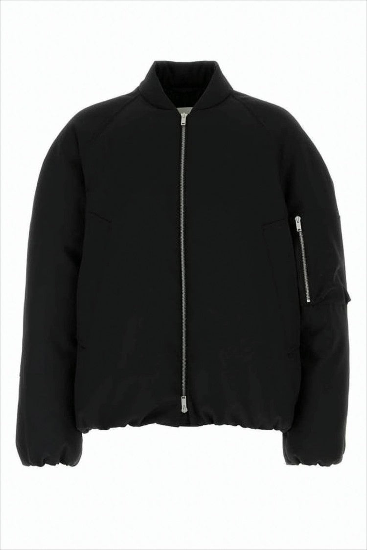 Jil Sander Oversized Cropped Bomber Jacket With Ribbed Collar