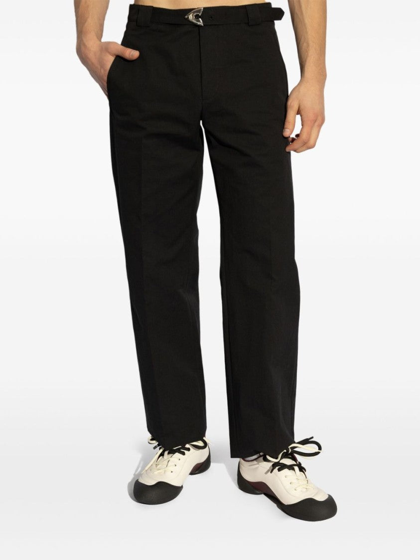 Alexander Mcqueen Belted Black Trousers With Concealed Fastening