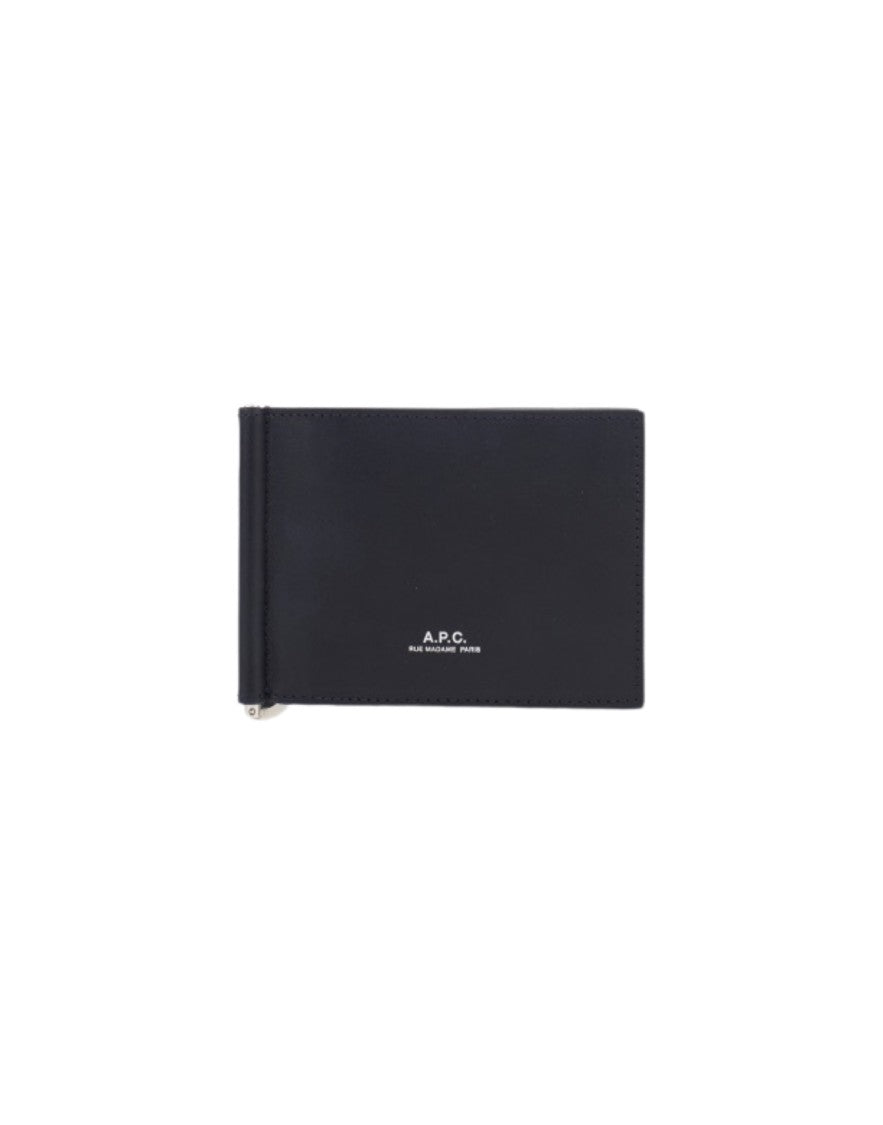 A.P.C. Refined Black Leather Wallet With Subtle Logo And Zippered Compartment