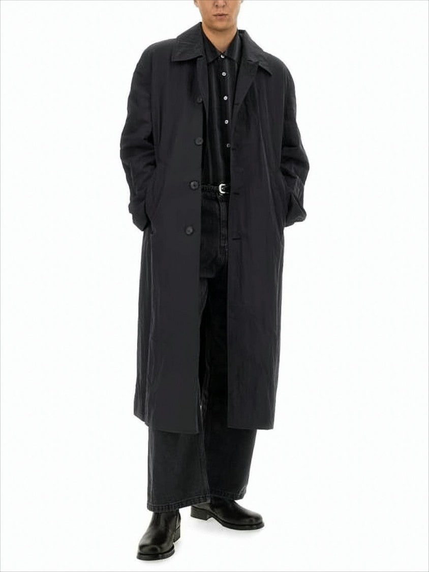 Our Legacy Black Long Coat With Classic Collar