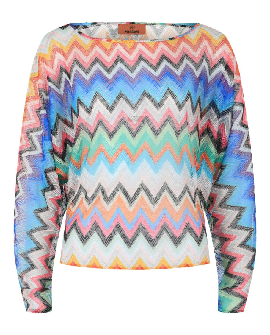 M Missoni Sheer Zigzag Print Top