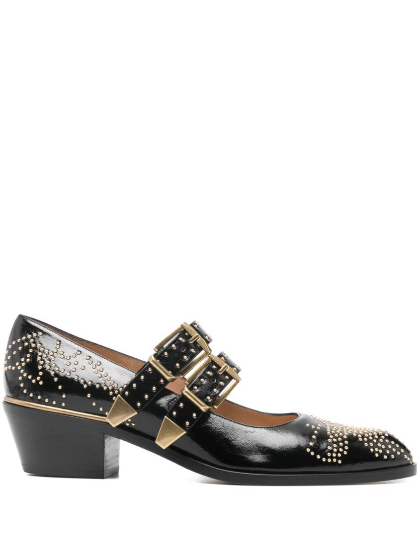 Chloé Glossy Black Lamb Leather Flats