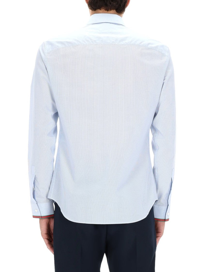Gucci Contrasting Cuff Striped Cotton Shirt