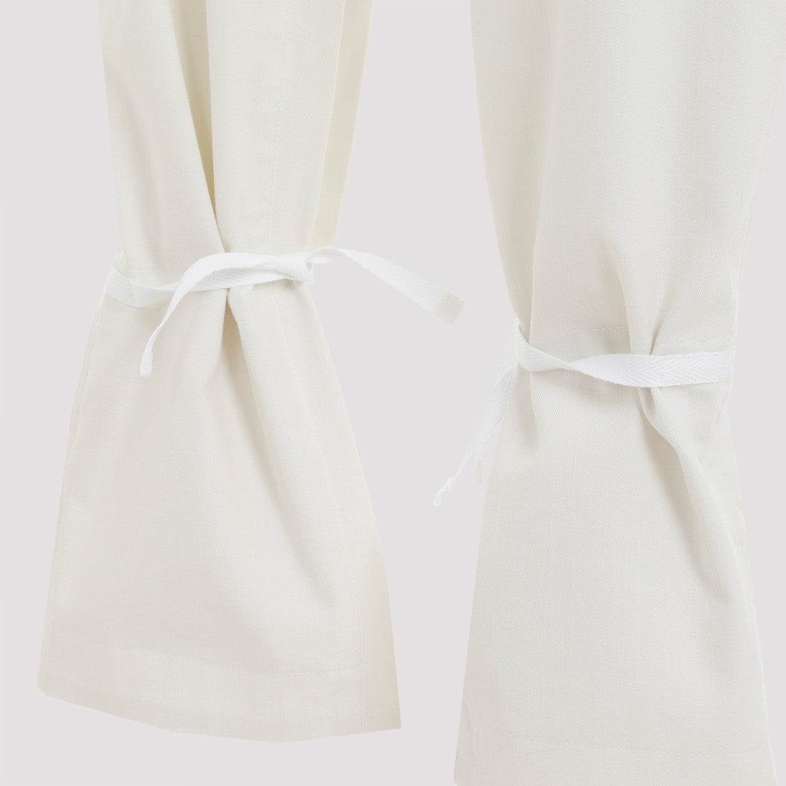 Lemaire Chalk White Cotton Straight Pants With Strings