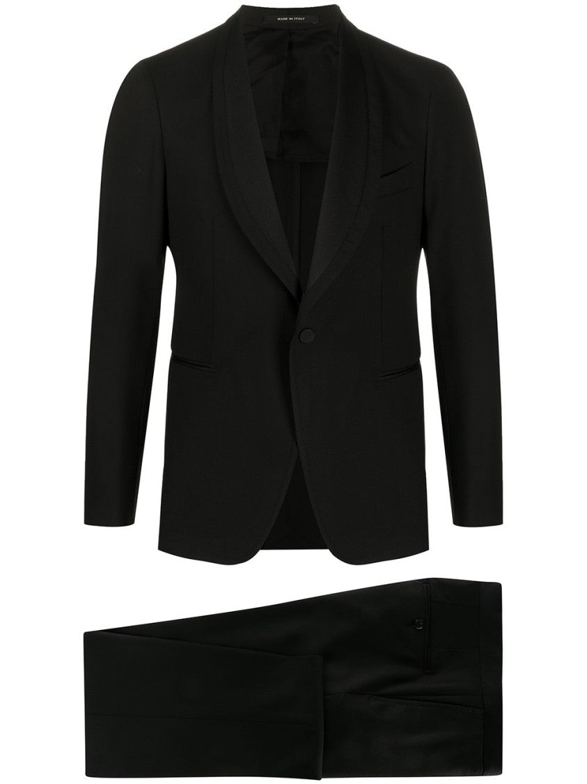 Tagliatore Single-Breasted Black Suit With Notched Lapels