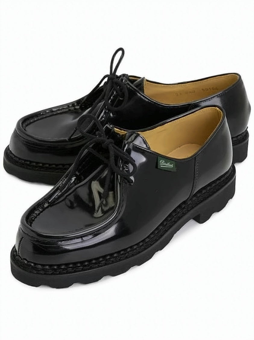Paraboot Glossy Leather Lace-Up Shoes With Moccasin Toe