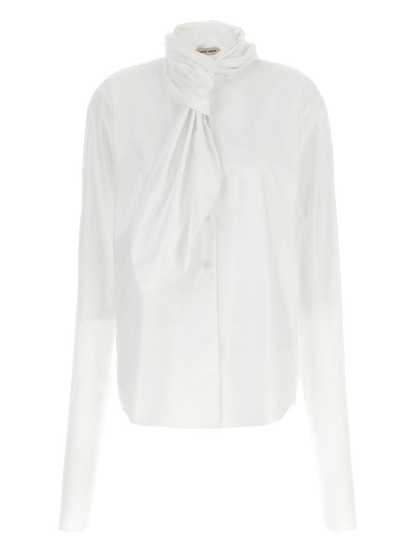 Alberta Ferretti White Poplin Shirt With Lavallière Collar