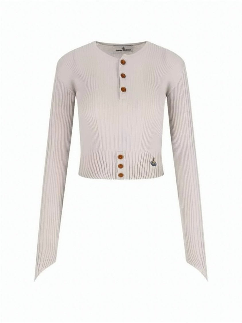Vivienne Westwood Ribbed Knit Cropped Sweater With Button Front