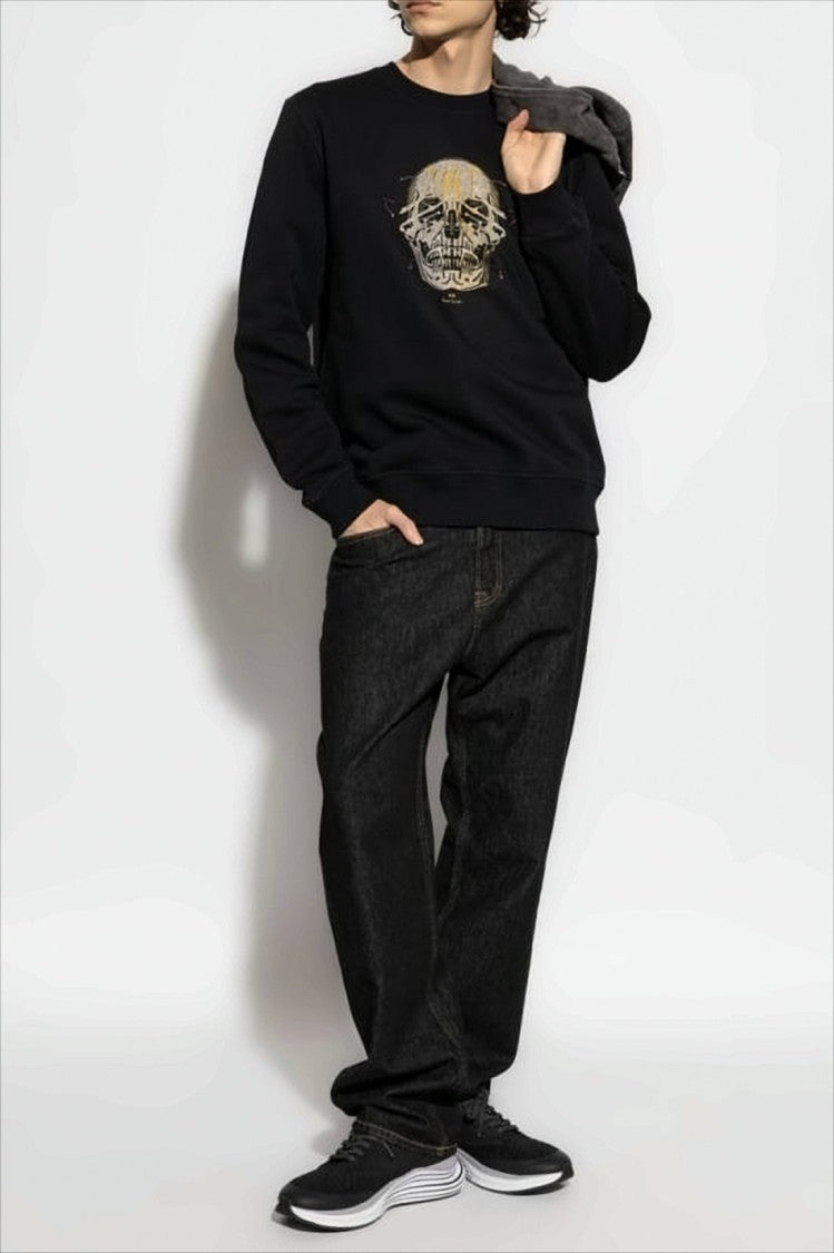 Paul Smith Graphic Skull Print Black Crewneck Sweatshirt