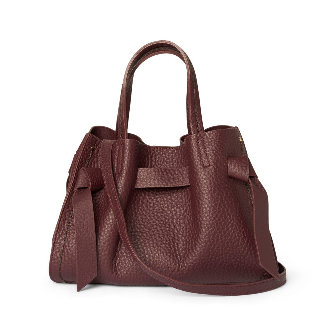 Plinio Visona' Soft Coarse-Grained Bordeaux Leather Vittoria Bag