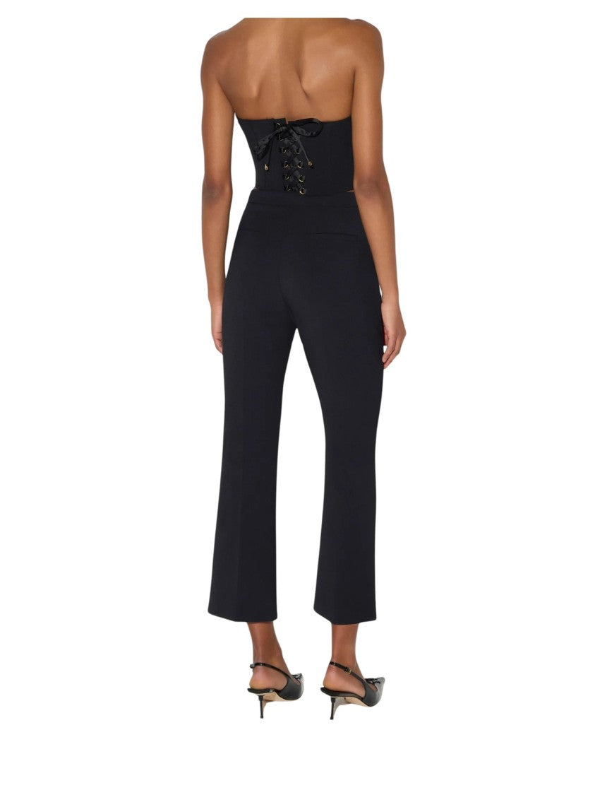 Elisabetta Franchi Cropped Tailored Pants With Glossy Belt Detail