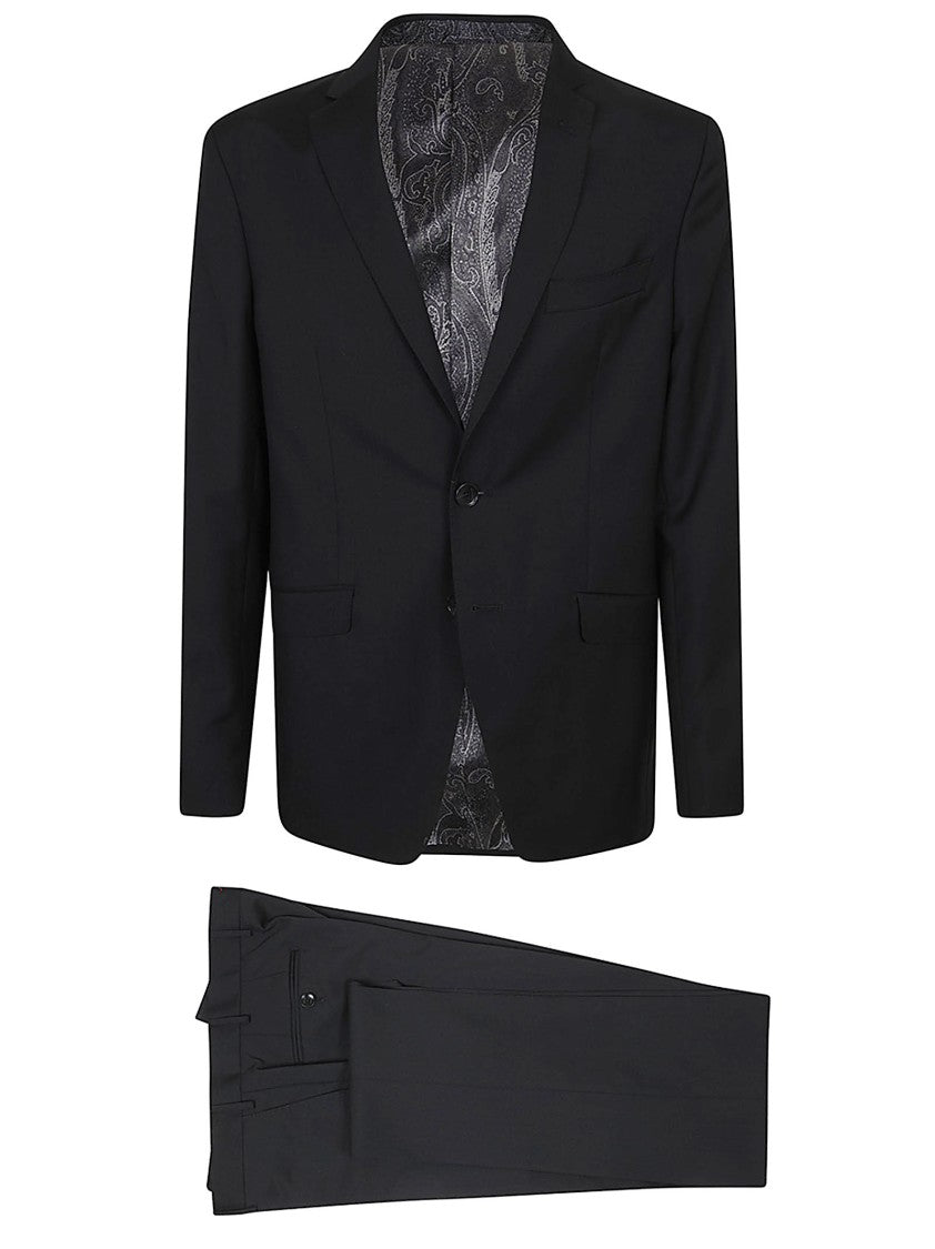Etro Textured Virgin Wool Suit With Single-Breasted Jacket