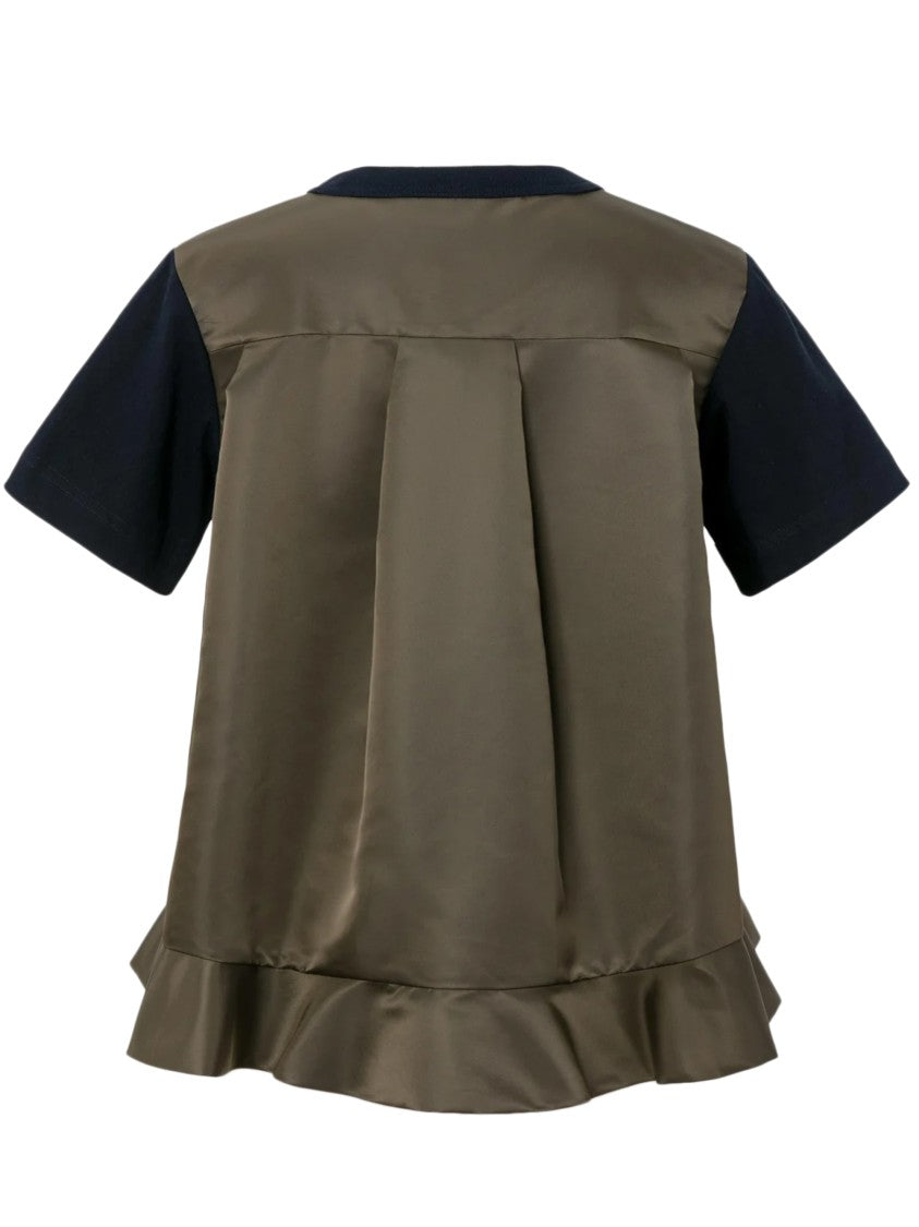 Sacai Nylon Twill And Cotton Jersey T-Shirt