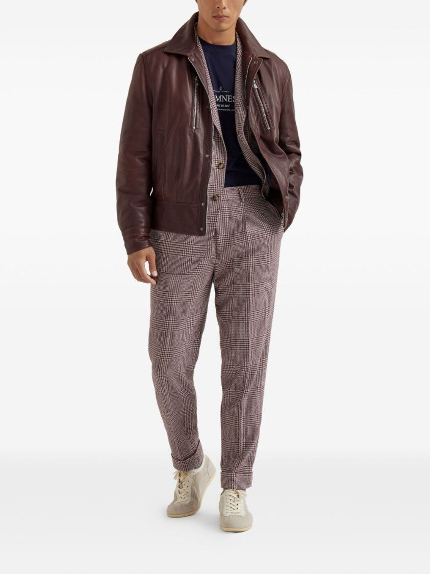 Brunello Cucinelli Slim-Fit Checkered Trousers With Cuffed Hems