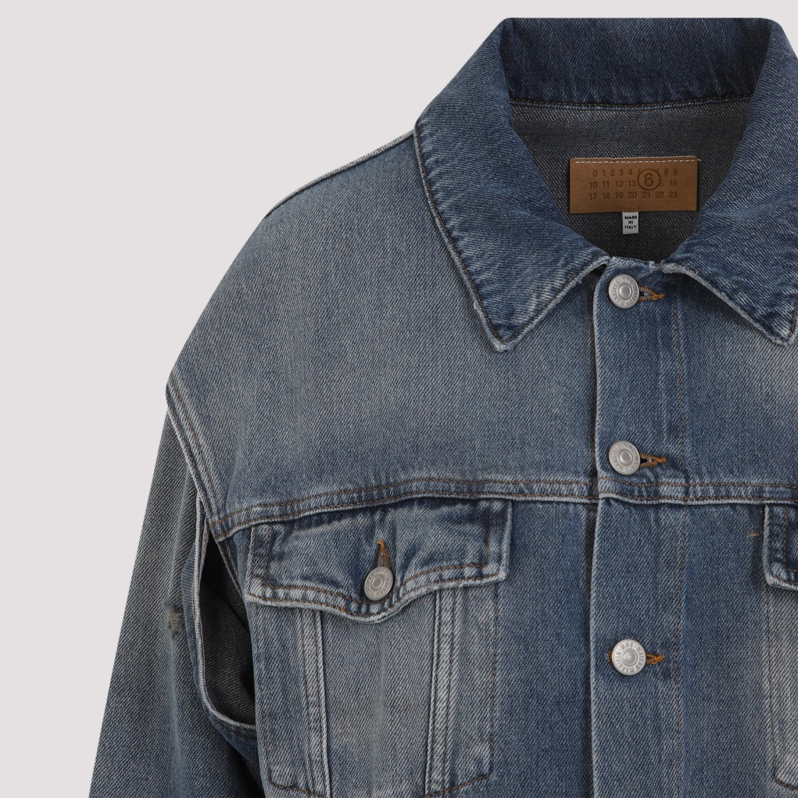 Mm6 By Maison Margiela Vibrant Blue Oversized Denim Jacket With Classic Design