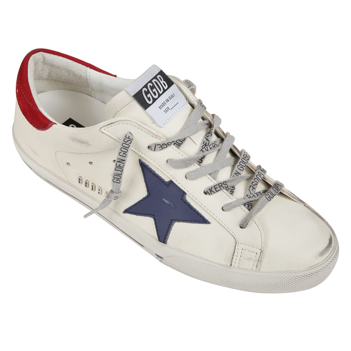 Golden Goose White Leather Sneakers With Red Star