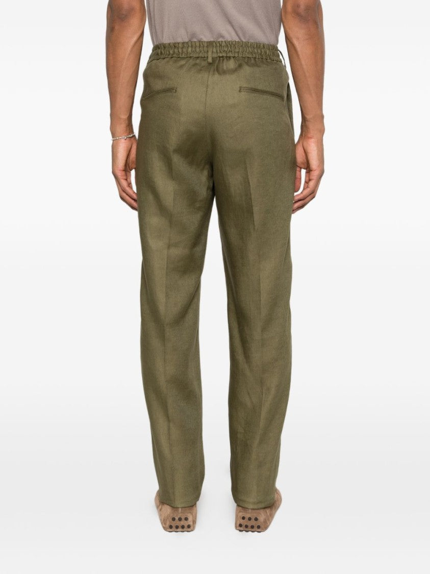 Tagliatore Olive Green Icoman Pleated Trousers