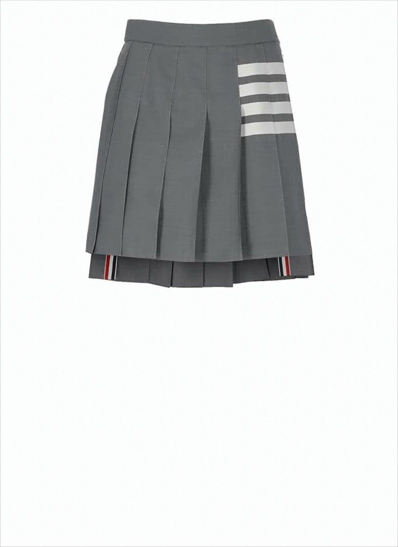 Thom Browne Structured Pleated Wool Mini Skirt With Distinctive Accents