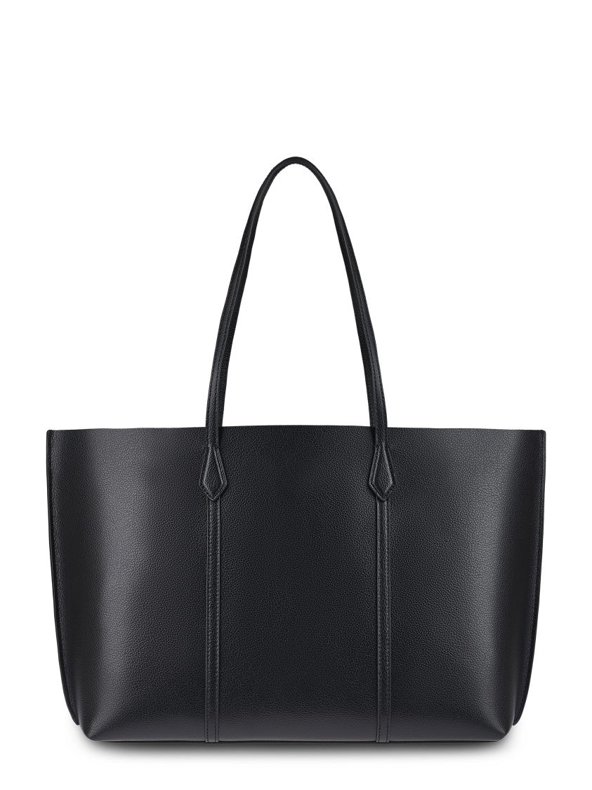Tory Burch Perry Tote Bag In Textured Black Leather