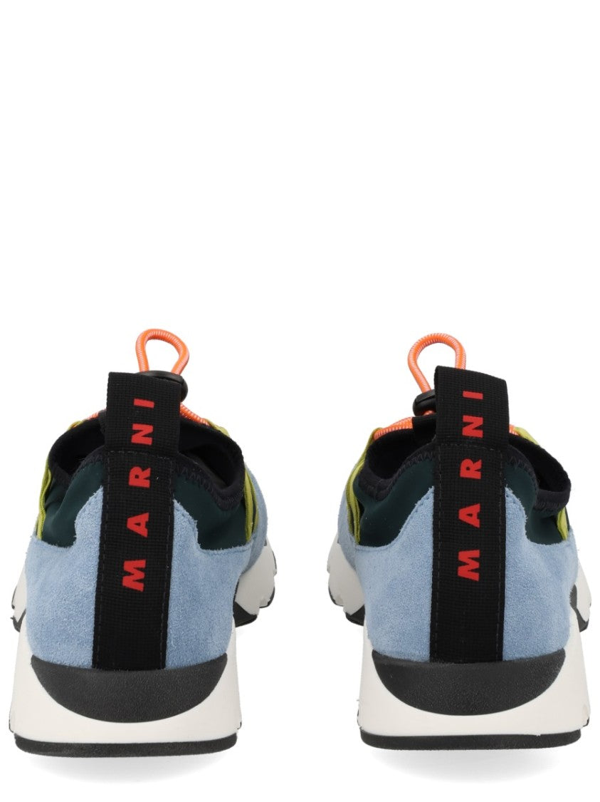 Marni Blue Suede Elastic Laces Sneakers