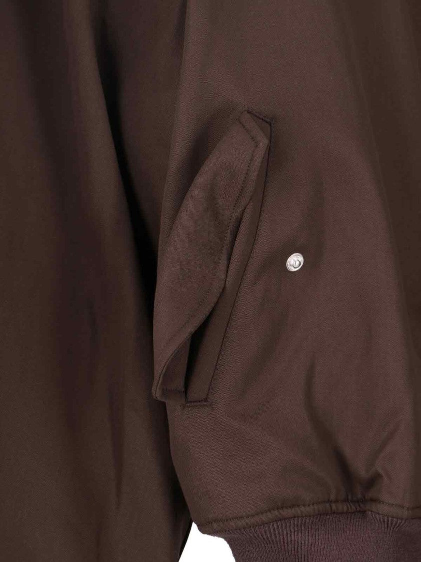 Entire Studios Brown Wool Bomber Jacket With Ribbed Details
