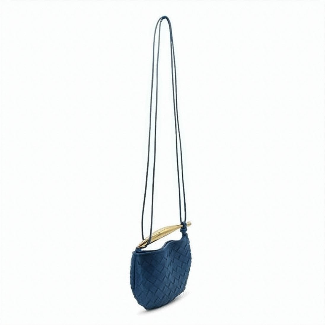 Bottega Veneta Woven Lambskin Crossbody Bag With Curved Gold-Tone Accent