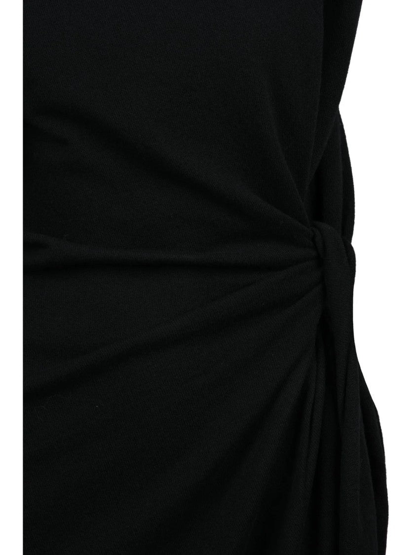 Moschino Black Draped Virgin Wool Knit Dress